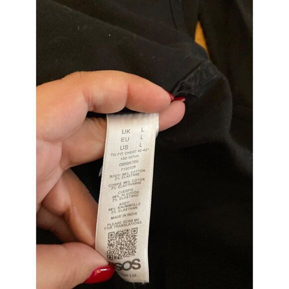 ASOS men's casual black cotton button down long sleeve collared shirt size large - Picture 8 of 8